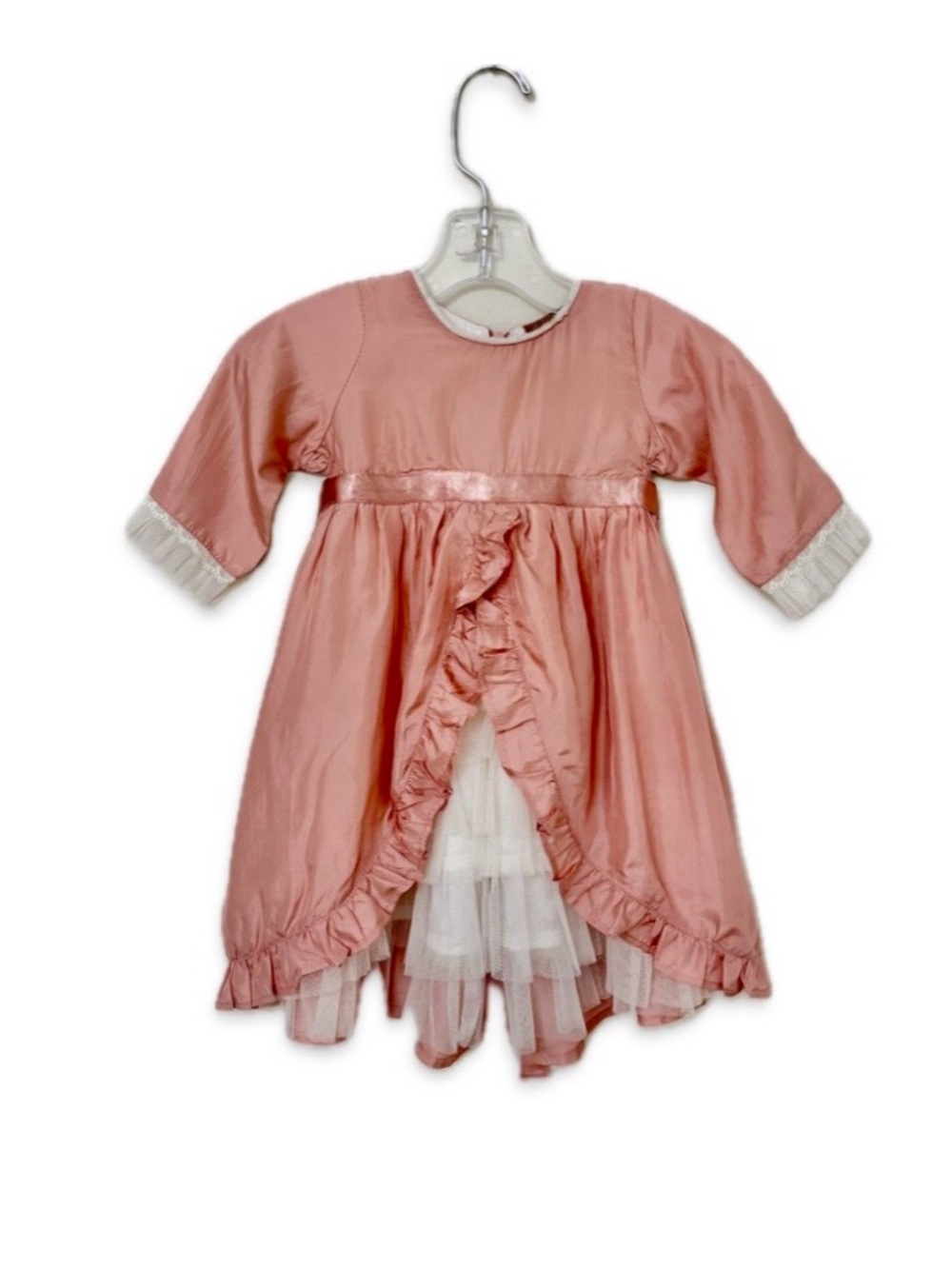 ILOVEGORGEOUS Silk Dress 12-18M Pink Ruffle Tulle Party Special Occasion British